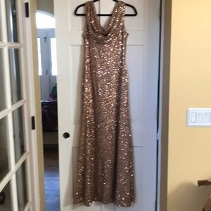 Ladies Gold Sequined Evening Dress